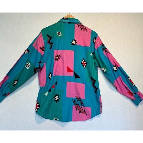 Vintage Wrangler Womens Shirt Cowboy Cut Long Tails Aztec Print Top Medium** - Picture 3 of 13